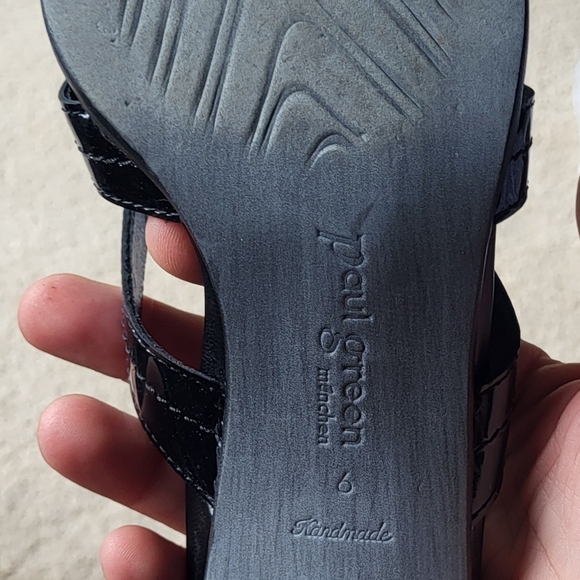 Paul Green Leather Munchen Low Kitten Heel Sandals Black Y2K Size 6 - Picture 7 of 12